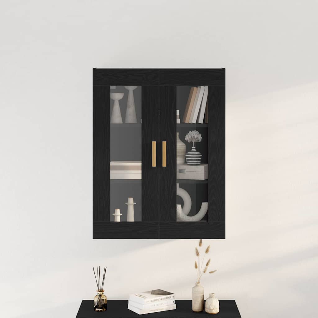 Wall Mounted Cabinet Black Oak Effect 69.5 X 34 X 90 Cm