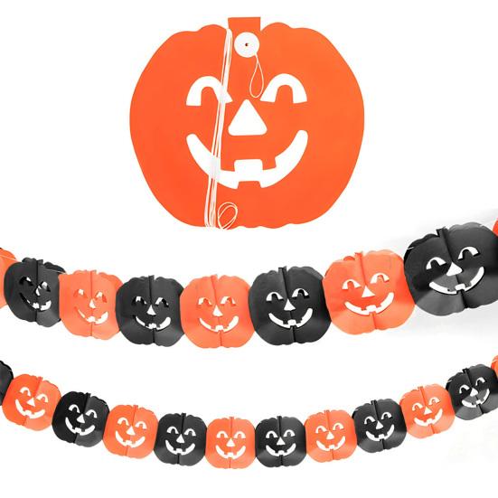 Indoor Party Supplies 5 Pcs 10FT Halloween Banner, Spooky Spider Bat Skull Ghost Seasonal Banner Pumpkin Hanging Bunting Garland for Party,