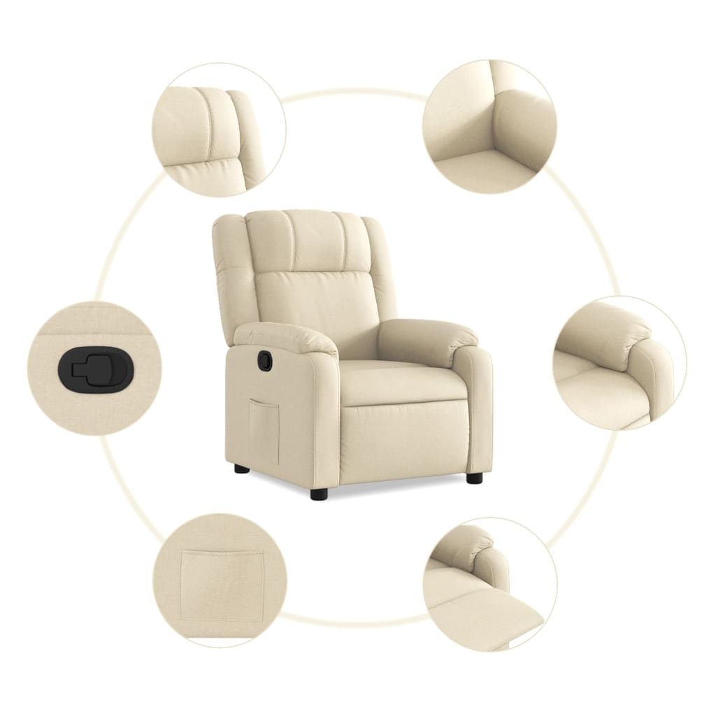 Recliner Chair Cream Colored Fabric