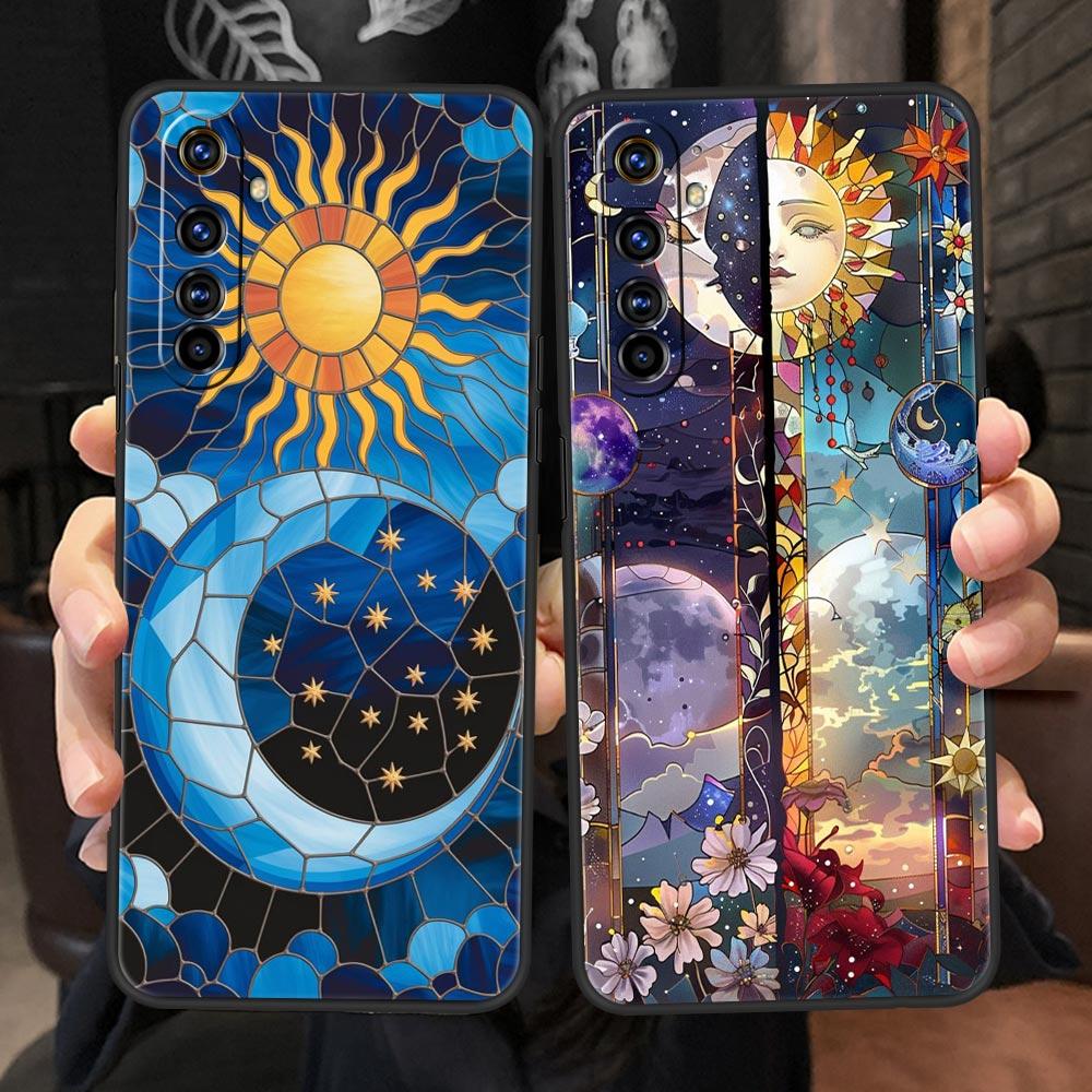 Beautiful Sun Moon Glass Soft TPU For Realme 13 12 11 10 9 Pro Plus GT3 GT2 C21 C25 C35 C53 C55 C67 Pro 5G Phone Case Cover Bags