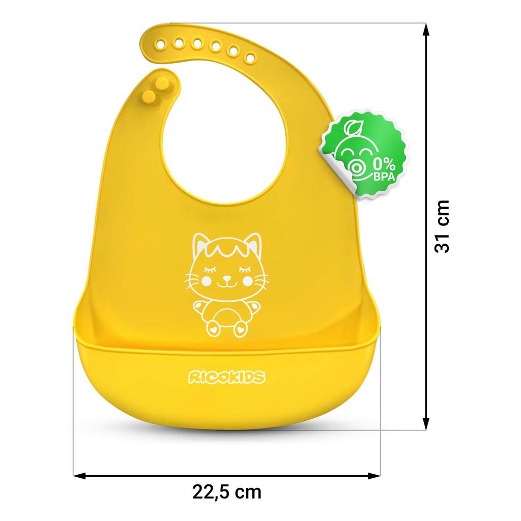 Ricokids Silicone Feeding Bib Yellow