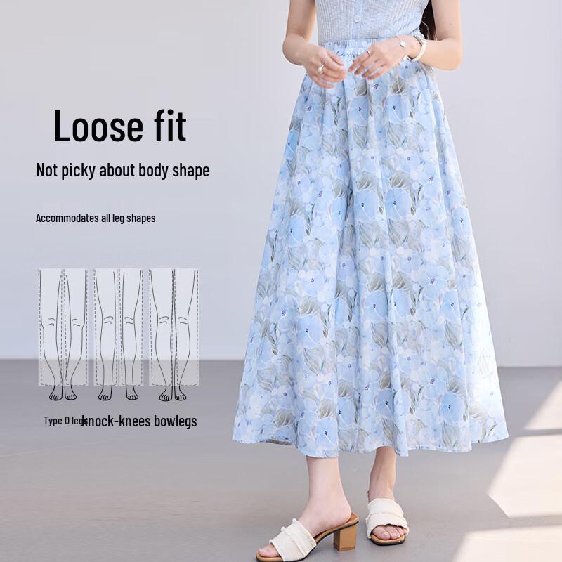 VICTORIA&VERA Monet Water Lily Print A-Line Midi Skirt
