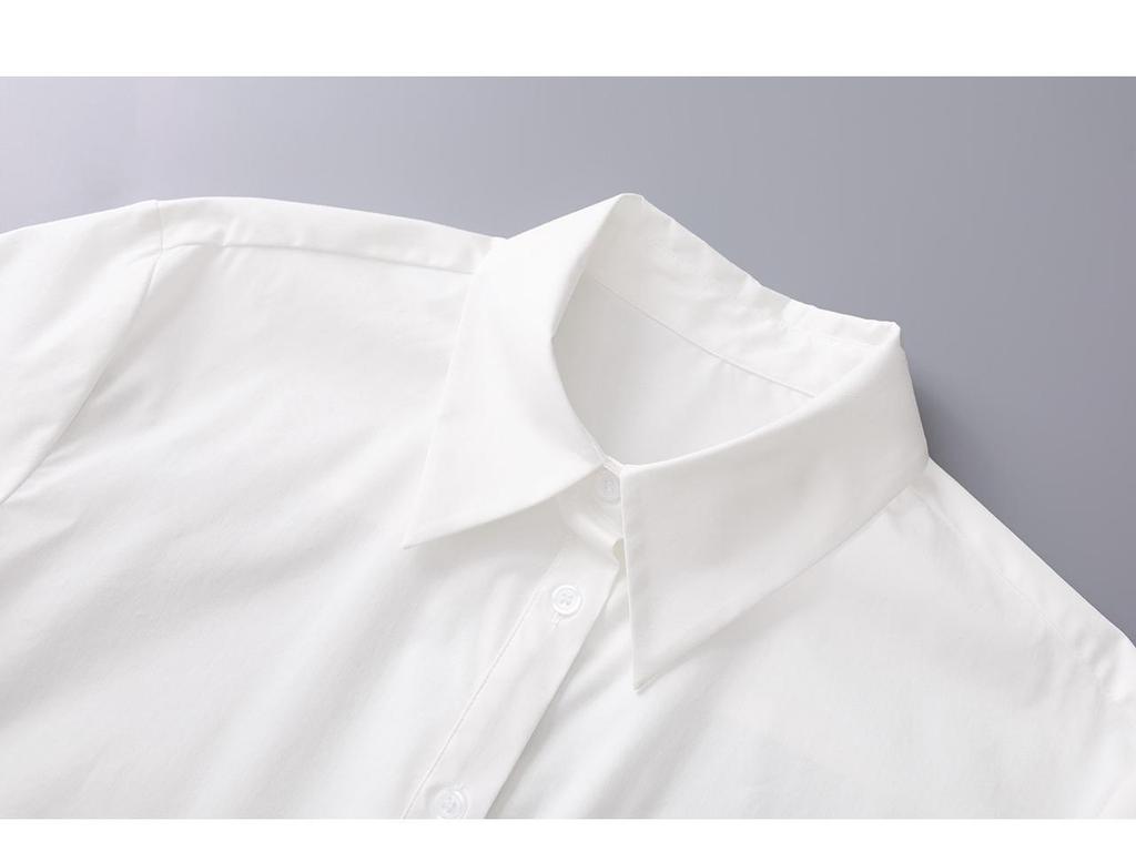 Women's Early Spring Loose Casual Lace Cotton Shirt with Bamboo Joint Design