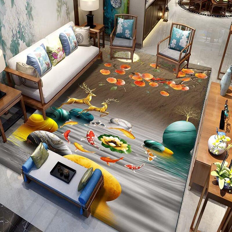 

Chinese Style Classical Carpet Living Room Decor Sofa Flower Plant Tatami Rugs 200x300 Bedroom Children Non-slip Soft Floor Mat 60*90cm