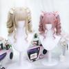Prinzessin-Schnitt, voluminös, natürliche Locken, Harajuku-Stil Lolita-Perücke mit Zopfnetz, hitzebeständig, verträumt, süß, Cosplay und Alltagsmode (Rosa)