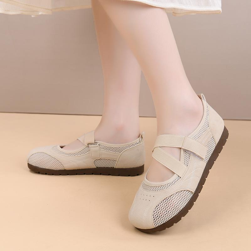 New Sports Mary Jane Breathable Hollow Mesh Shoes Thin Sole Ballet Casual Shoes