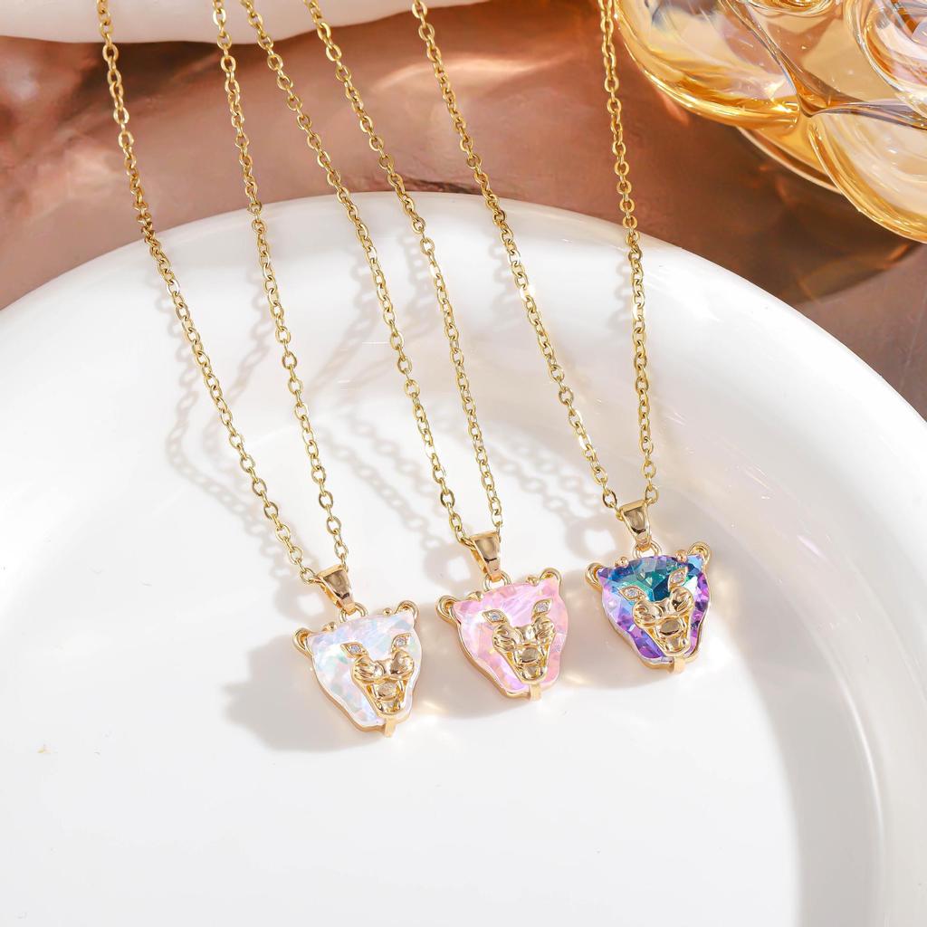 European American Hip Hop Mocha Leopard Pendant Retro Women's Necklace