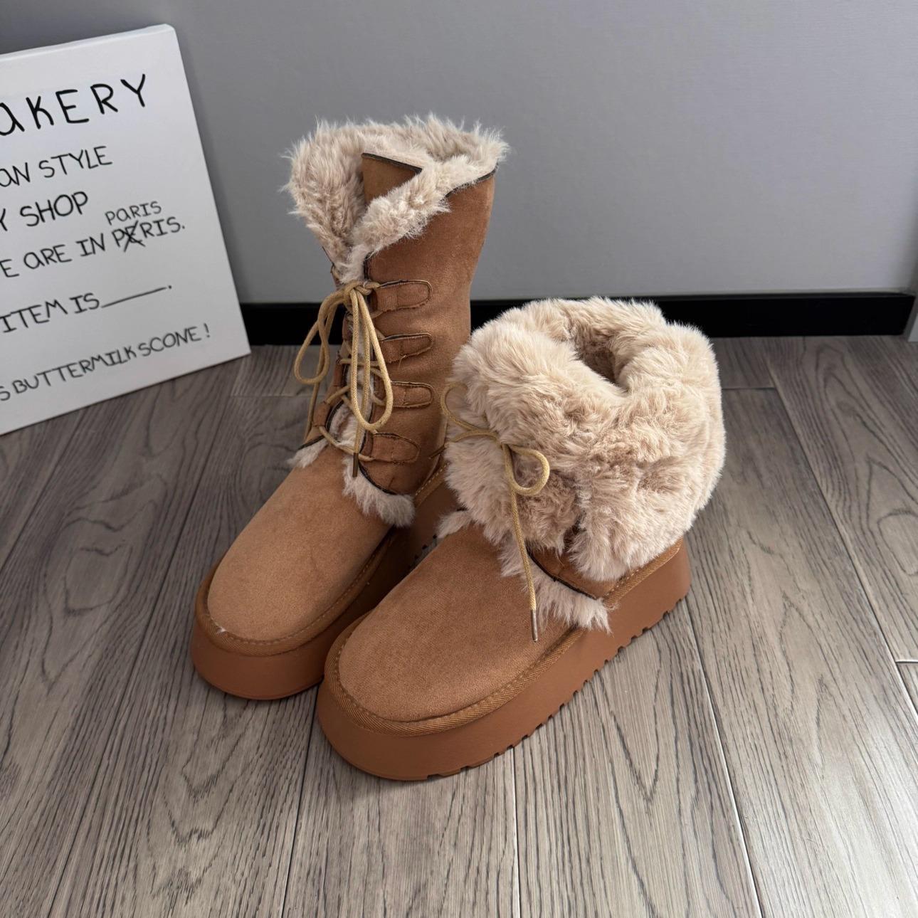 

Warm thick-soled snow boots non-slip women s winter medium-high velvet thickened 2 new two-wear outer cotton shoes 40 малиновий