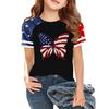 Women's Casual Short Sleeve Crew Neck T-Shirt Independence Day Print Raglan Sleeve Lightweight Cotton Blend Top for Summer