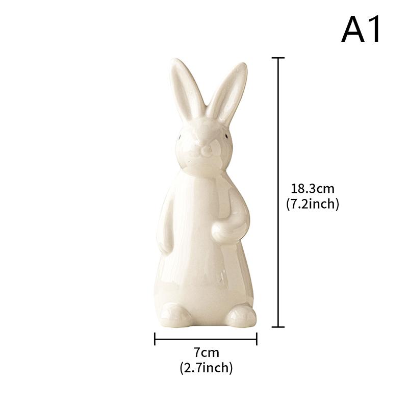 Iepurași din ceramică albă, raft pentru cărți de masă, decorațiuni de Paște, ornament microlandscape iepuraș pentru grădină, meșteșugurile de decor în curte