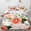 Red Flower King Queen Duvet Cover Pink Rose Bedding Set Dahlias Quilt Cover Floral Leaves White 2/3pcs Polyester Comforter Cover