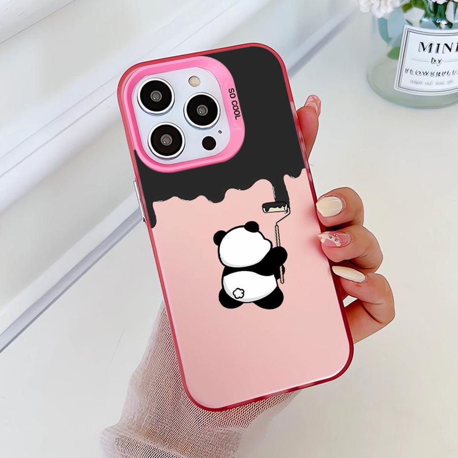 Soft Shell Phone Case for iPhone 14 15 16 Plus 11 12 13 Pro Max 16e Cute Cartoon Panda