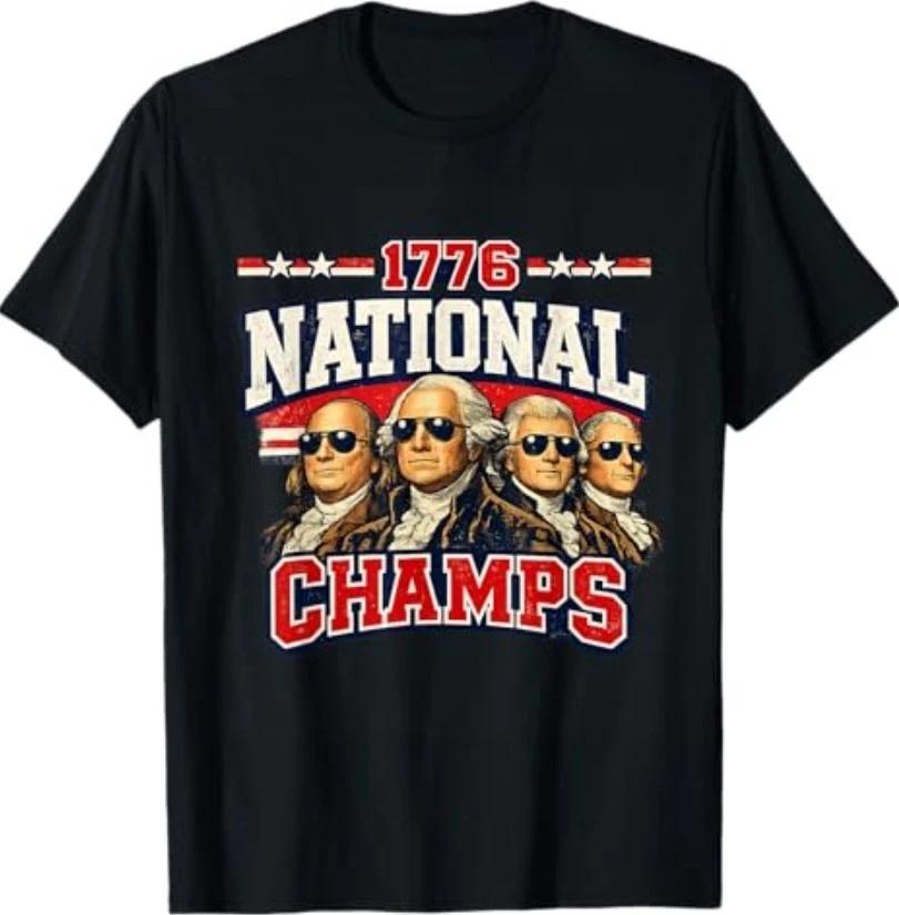 1776 National Champs Funny Patriotic America Founding Father T-Shirt XS