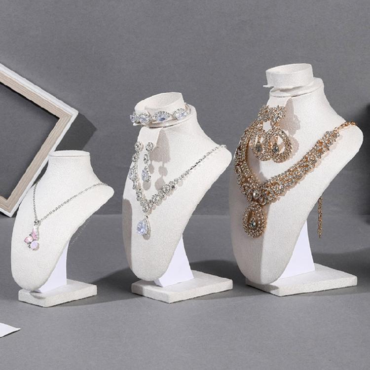 Anspruchsvoller Robuster Flusen Schmuck-Display-Büste Kleiner Halsketten-Display-Ständer mit Verstellbarem Haken für Merchandising