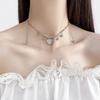 Punk Tassel Heart Pendant Necklace for Women Girls Gothic Sweet Cool Coarse Clavicle Chains Y2k Accessories Jewelry