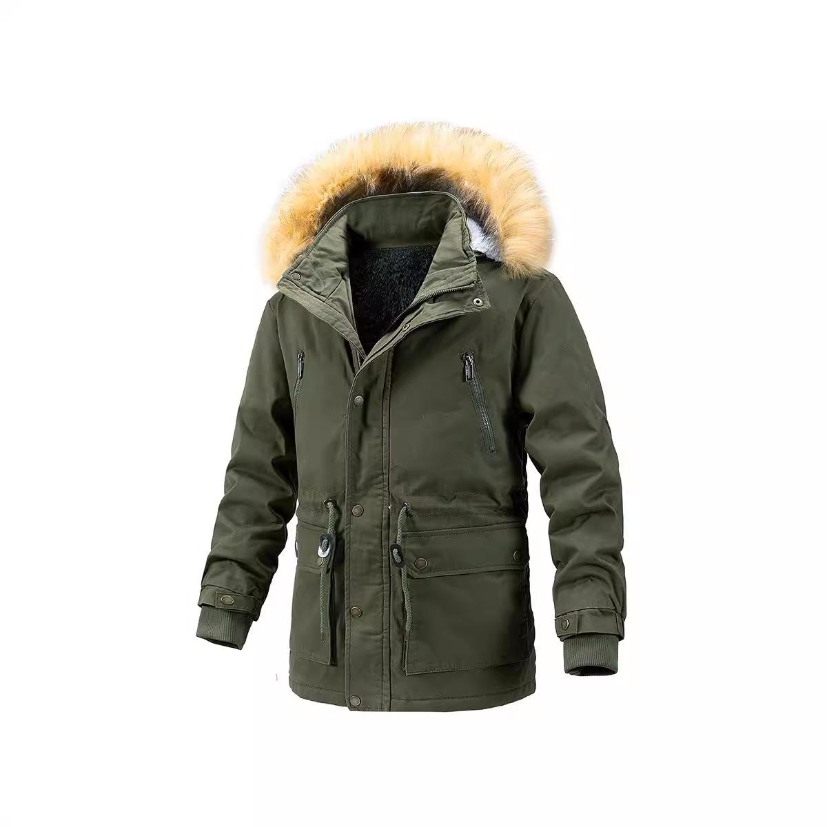 Мужское хлопковое пальто с меховым воротником — фото 3