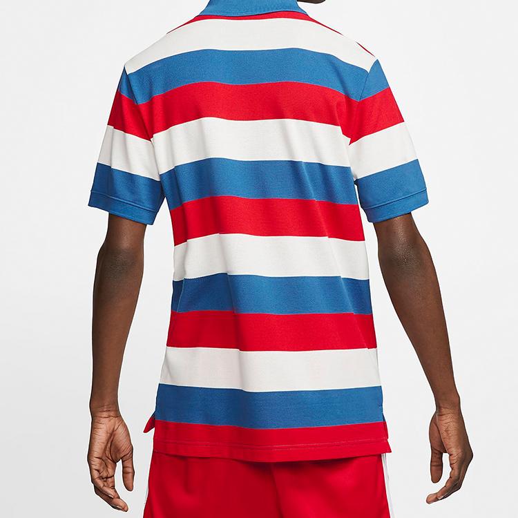 Nike Striped Short Sleeve Polo Shirt Men Tops Red Blue CJ4466-457