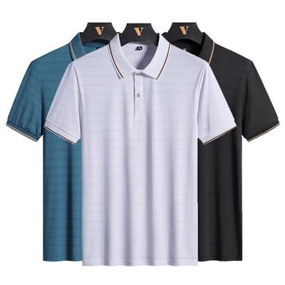 Ice Silk Short Sleeved T-shirt Men's POLO T-shirt Summer Thin Solid Casual Men's Flip Collar T-shirt Large Half Sleeved T-shirt