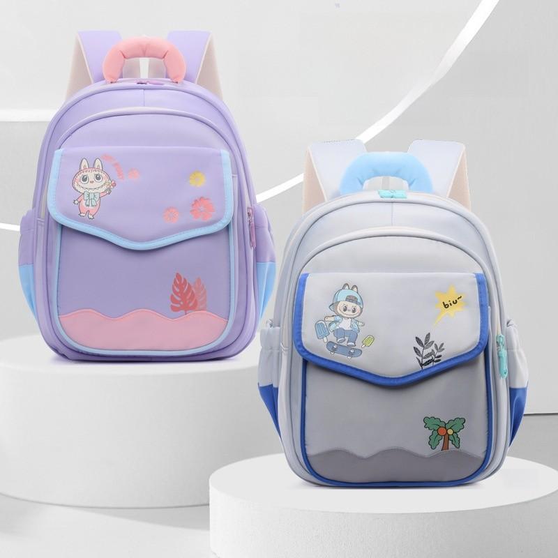 Kids School Backpack With Cartoon Pattern And Nylon Material For Preschoolchildren