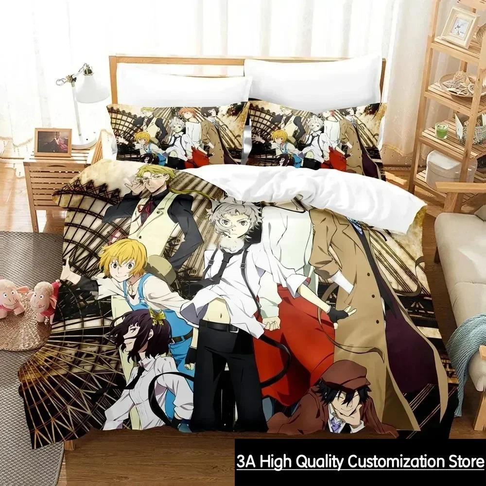 Anime Bungo Stray Dogs Bedding Set Boys Girls Twin Queen King Size Duvet Cover Pillowcase Bed boys Adult Home Textileextile
