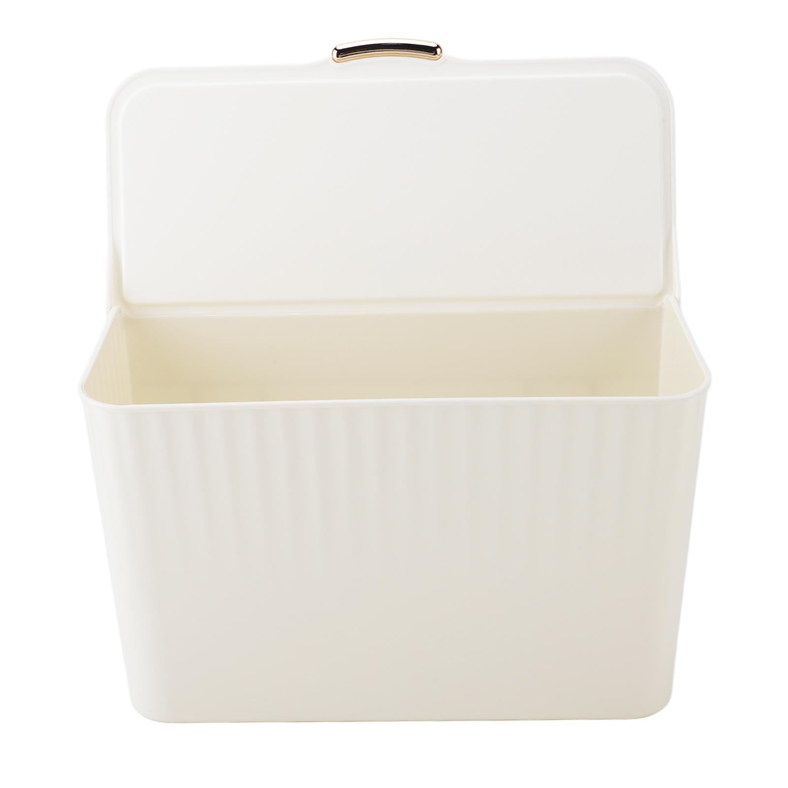 

4L Wall Mounted Laundry Basket Dustproof Multifunction Wall Hanging Dirty Clothes Basket with Lid for Bathroom White