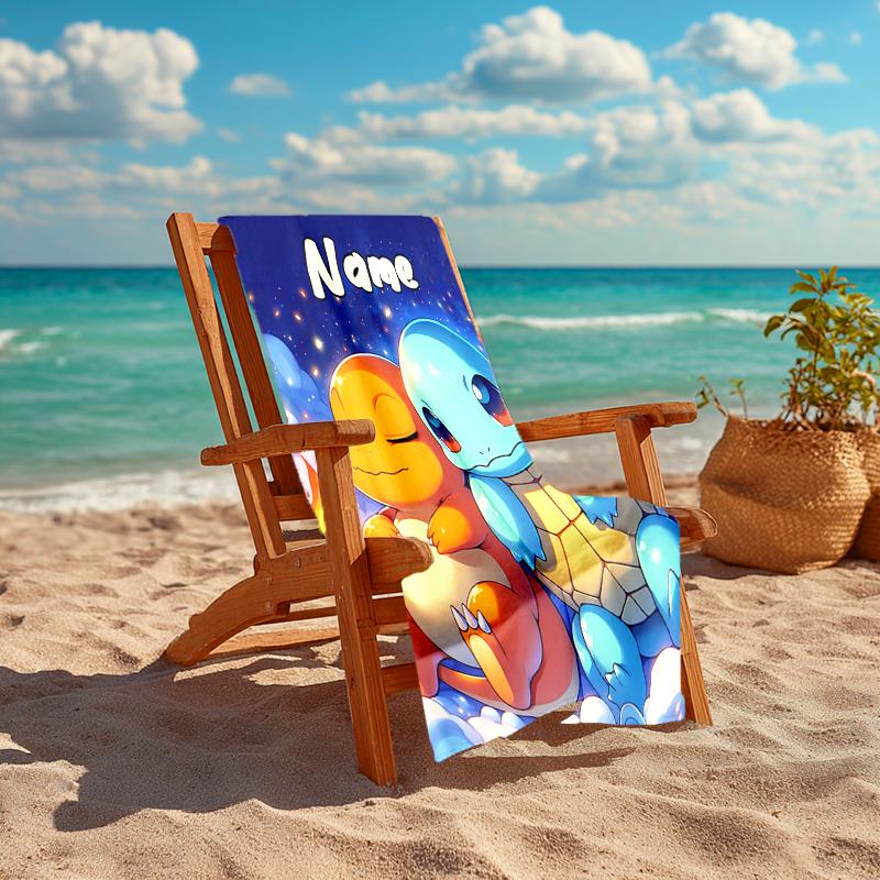 Personalized customized proof beach towel with Pokémon pattern - soft, absorbent,quick-drying,perfect swimming,camping&bathing
