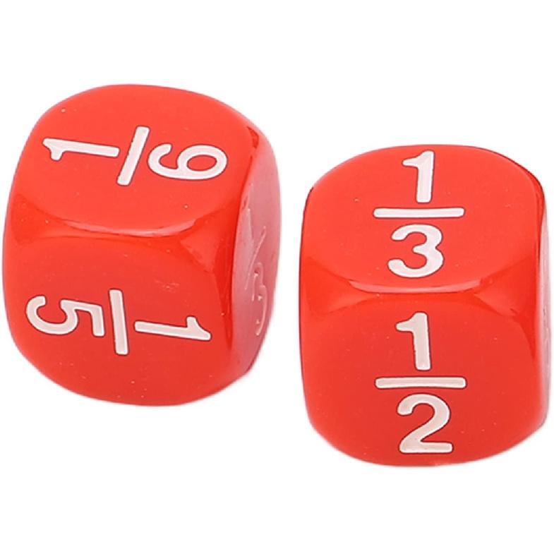 Fraction Dice, 20Pcs Multi Faceted Math Fraction Dices Fraction Dice Class Set Table Game Accessories for Kids Math Practice (Red)