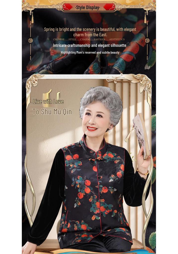 Grandma's Chinese Style Vest for Women - 60s, 70s, and Middle-Aged: Tang Suit Shoulder Cape for Spring and Autumn