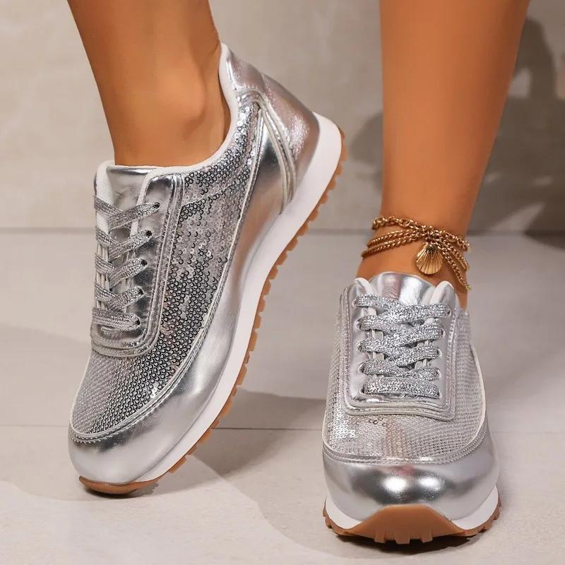 

Fashion Sneakers Women s Plus Size New Running Sport Shoes Silver Girls Athletic Walking Casual Sneaker Comfortable Female Jogging Shoes 43