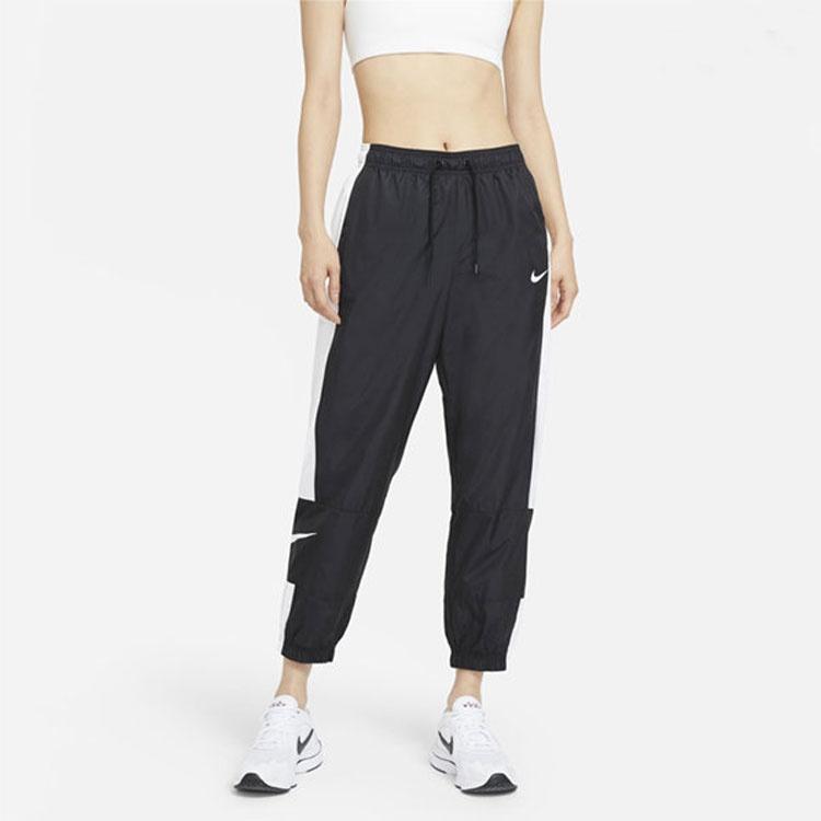 (WMNS) Nike Nsw Stmnt Wvns Pant Running Training Colorblock Knit Sports Pants/Trousers/Joggers Autumn Black Women's DC0041-010