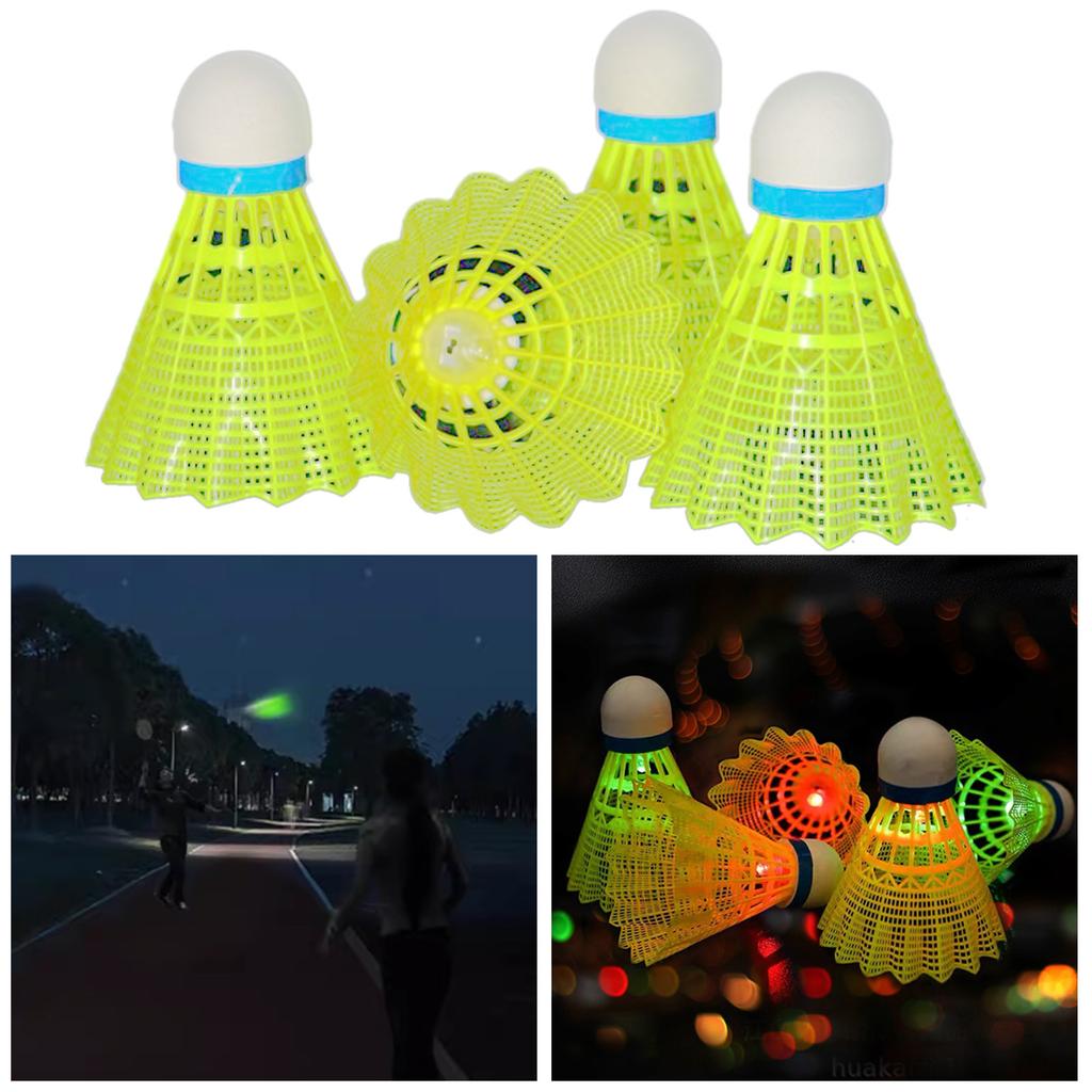 4 Pack LED Badminton Shuttlecocks, Sport Nylon Shuttlecocks Kits, Stable & Durable Sports Training Ball In/Outdoor Game
