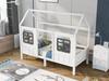Letto a casetta con 2 cassetti, letto singolo, divano letto, letto per bambini con 2 finestre, struttura in pino, MDF, bianco (200x90cm)