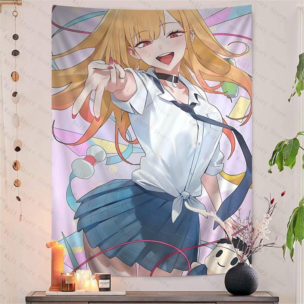 Anime My DressUp Darling Tapestry Hippie Flower Wall Carpets Hippie Wall Hanging for Dorm Living Room Rental House Decor