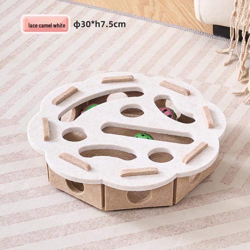 Interactive Felt Box Cat Toy with Teasing Bell Ball – Self-Play & Puzzle Maze for Boredom Relief