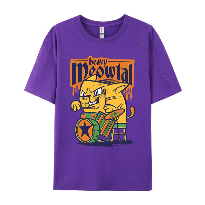 Heavy Meowtal Cat Saying Drum Sloth Tshirt Graphic TShirts Custom Cotton T Shirts Printing Tops Shirt