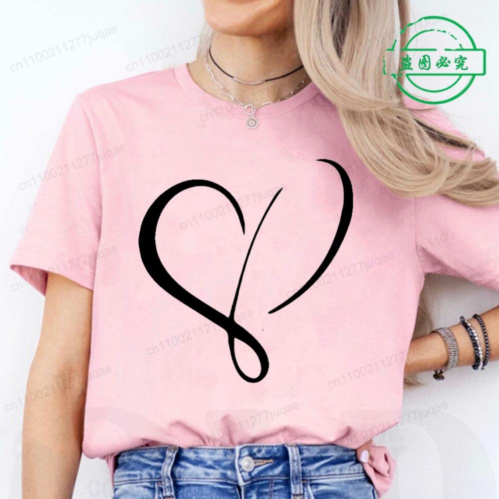 

Women Love Heart Design T-Shirts Fashion Casual Short Sleeve T-shirt Heart Personalised Graphic Tshirts RED Women T Shirts Ts01 M