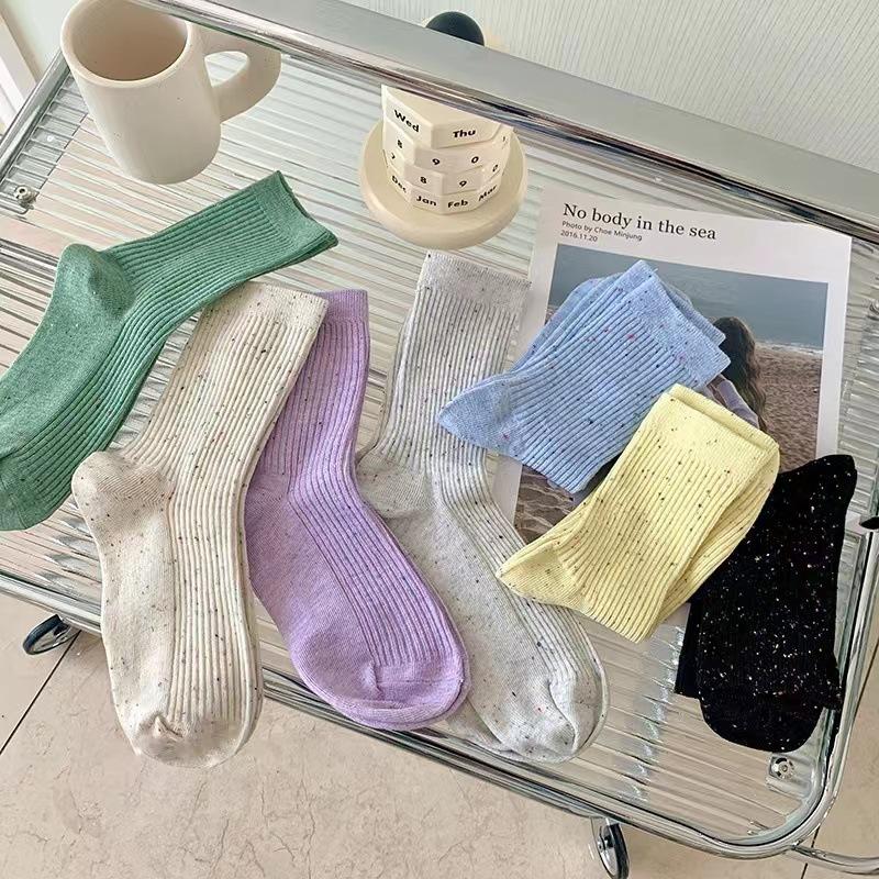 

Vertical Strip Idea Gauze Socks, Mid-Leg Socks, Trendy Solid Color, Spring And Autumn Personality, Internet Celebrity Style Collegiate Style Stockings One size зелений