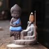 1pc Ceramic Waterfall Incense Burner Cute Monk Backflow Incense Burner Bodhisattva Buddha Burner Home Decor (Without Incense)