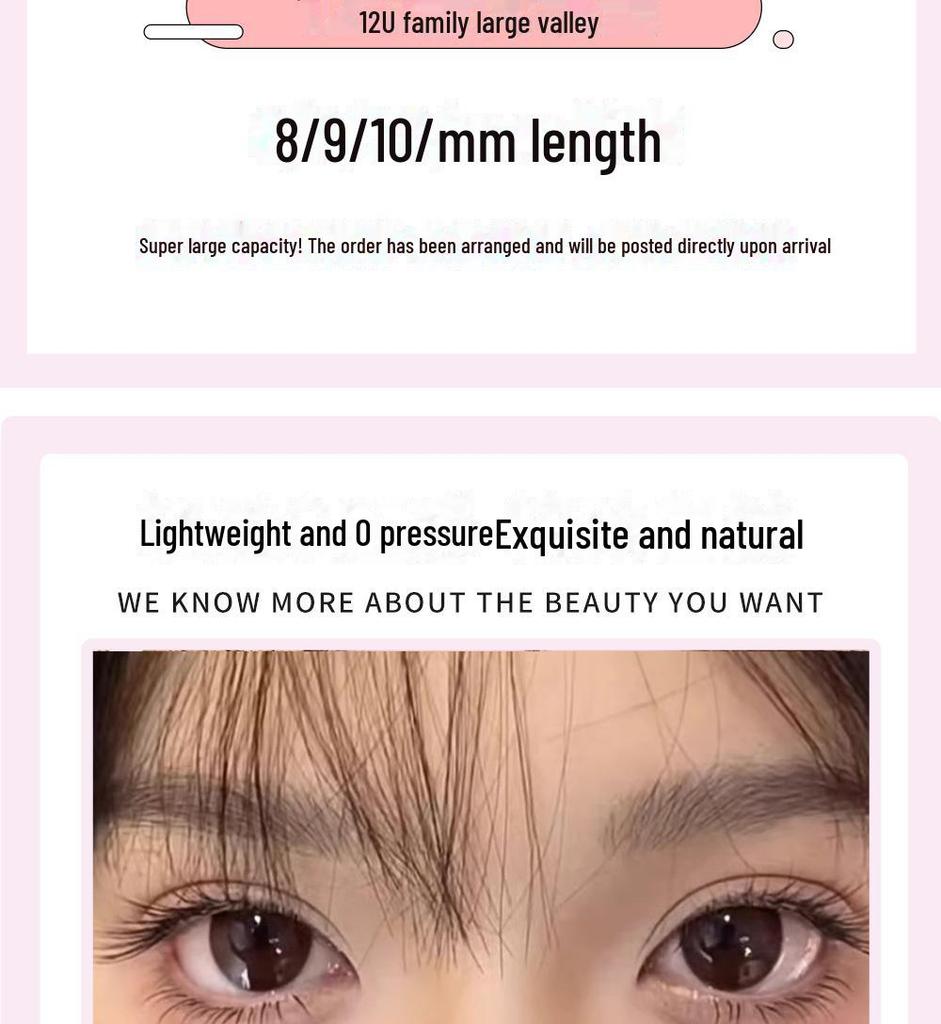 Super Soft Curved Natural False Eyelashes - Model 8910mm Short Straight Single Cluster