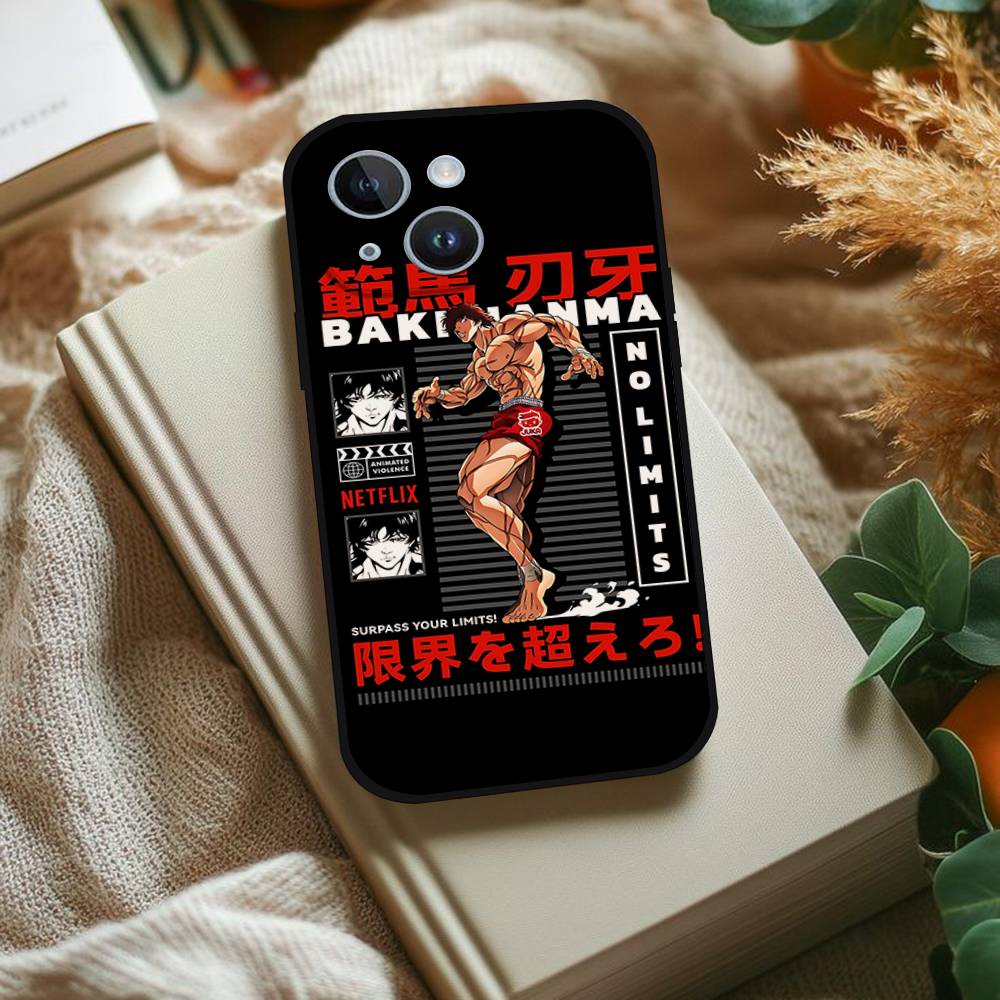 Anime Baki H-Hanmas Phone Case For IPhone 1716 15 14 13 Pro Max 11 12 Mini X Xs XR Black Silicone Cover
