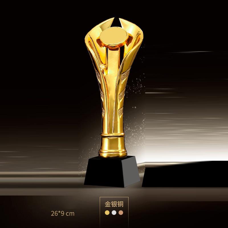 Customized Gold-plating Resin Trophy Award Souvenir, Excellent Character, Home Decoration, Creative, Crystal Base, Engraving 1Pc