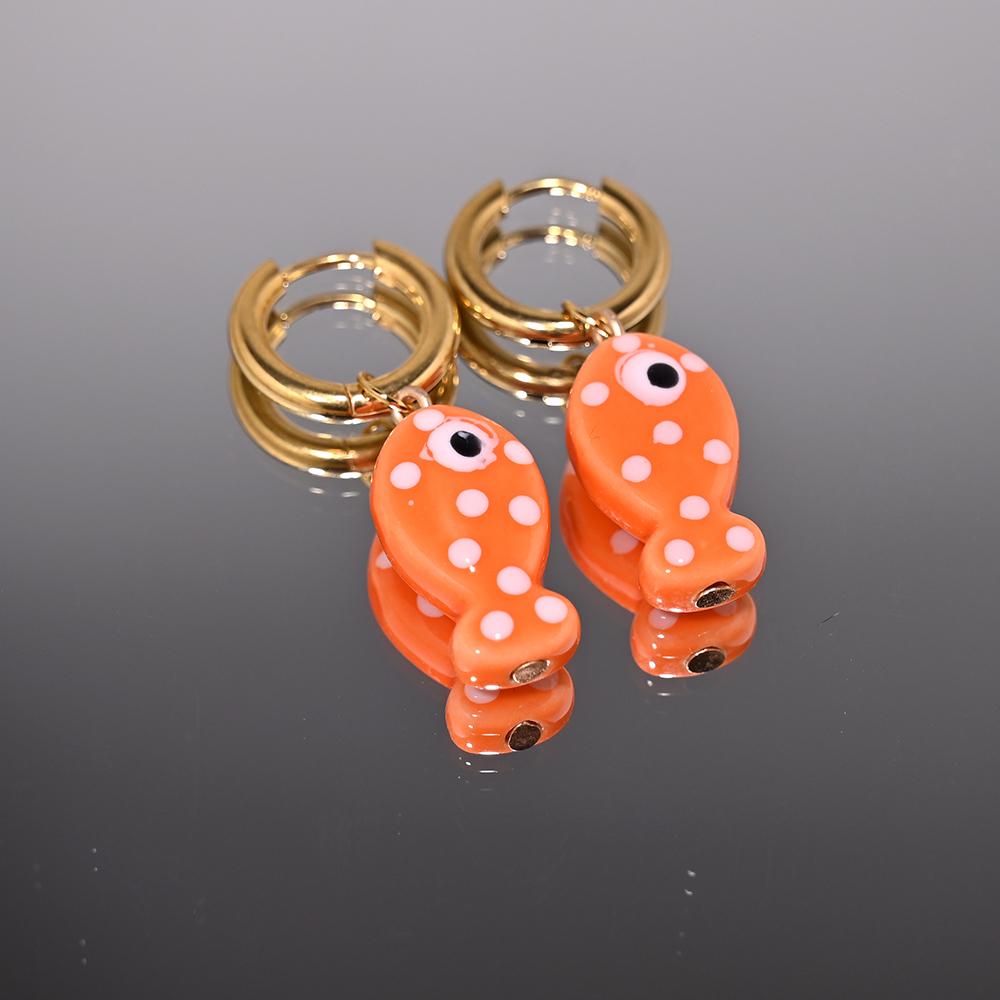 Керамический кулон-рыбка Золотые серьги-кольца из нержавеющей стали для женщин Модные серьги-застежки Ювелирные аксессуары