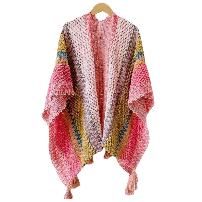 Women's Ethnic Knit Shawl: Travel Photography Cloak & Scarf for Spring & Autumn