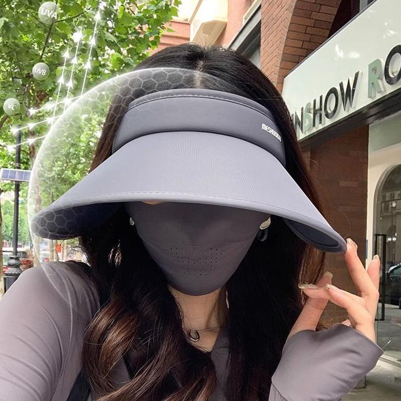 Women'S Summer  Outdoor Wide-Brimmed Ice Silk Sunshade Hat Vent Hat Breathable Sun Hat