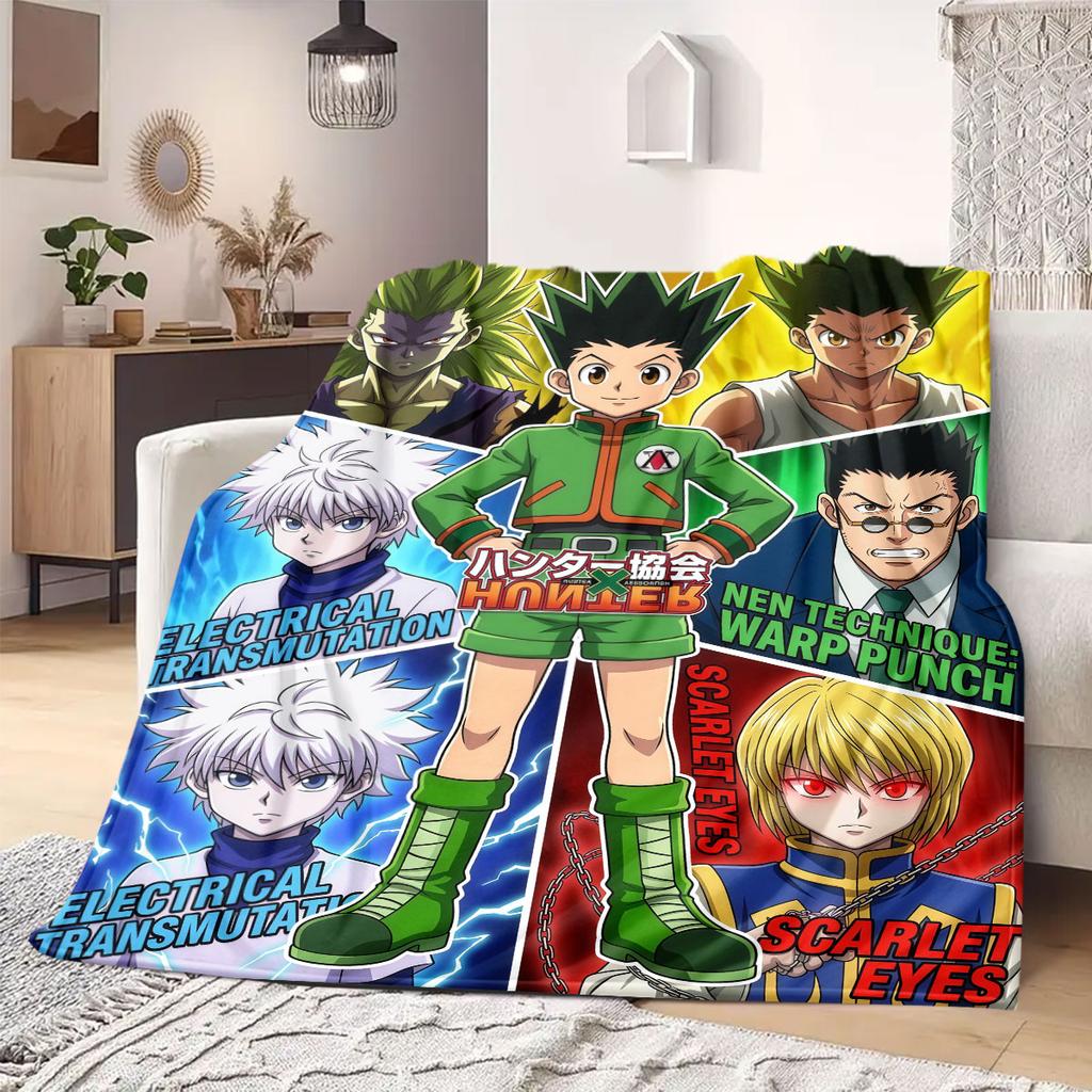Hunter×Hunter Elite Cartoon Flannel Blanket, Detailed Print for Sofas and Beds, Warm Comfortable Throw for Home Living_LIAN