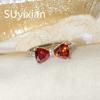 925 Sterling Silver Stylish Sweet Red Zircon Bow Ring Birthday Party Anniversary Gift Ladies Jewelry