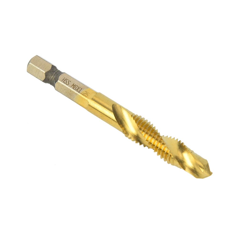HSS 6.35mm Hex Shank Tap Drill Bit Through Hole Inner Chip Removal Tap Drill 15mm(M8)
