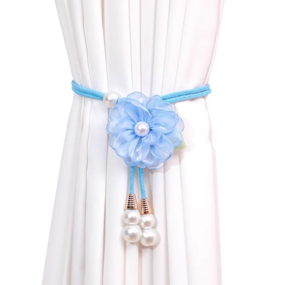 Adjustable Flowers Curtain Straps with Pearl Pendant Curtain Buckle Curtain Binding  Living Room