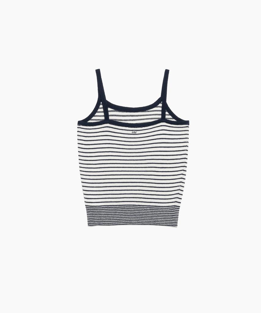 Tudument Stripe Sleeveless Knit Top Ivory