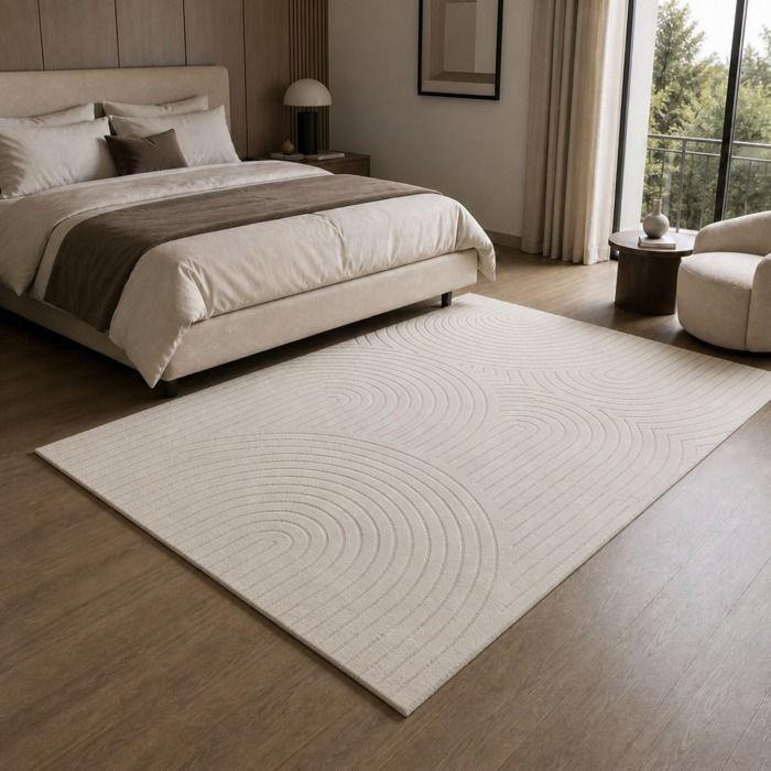 Tapis doux à relief moderne graphique blanc 160x230